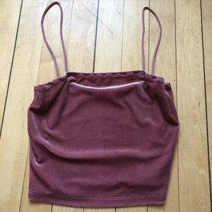 Shein pink velvet crop top